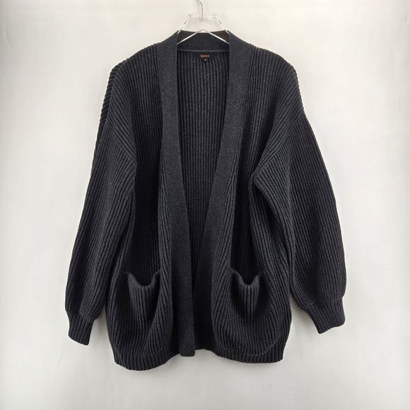 Quince Sweaters - Quince Organic Cotton Charcoal Gray Oversized Open Front Cardigan Sweater M